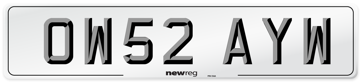 OW52 AYW Number Plate from New Reg